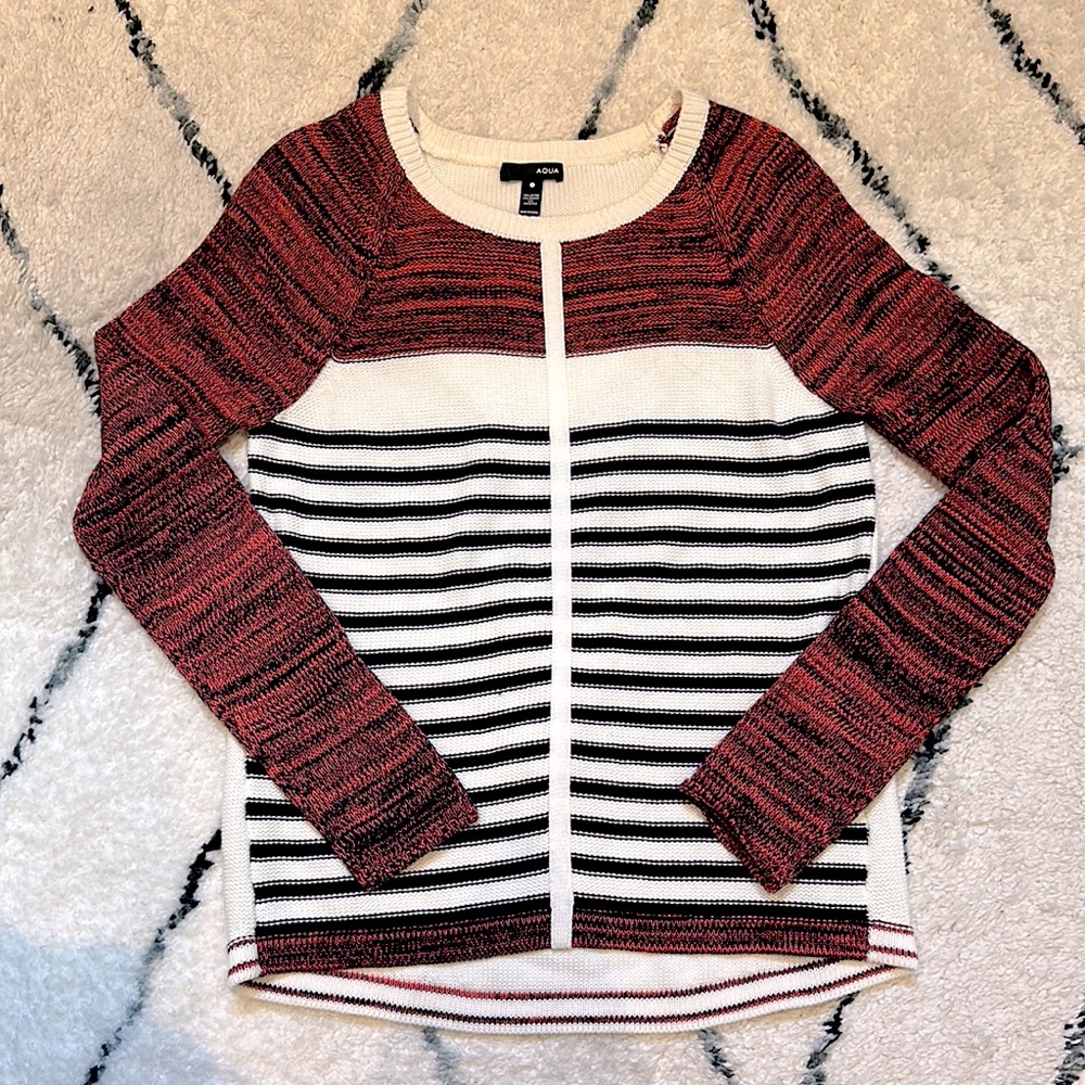 NWOT Aqua marled striped sweater